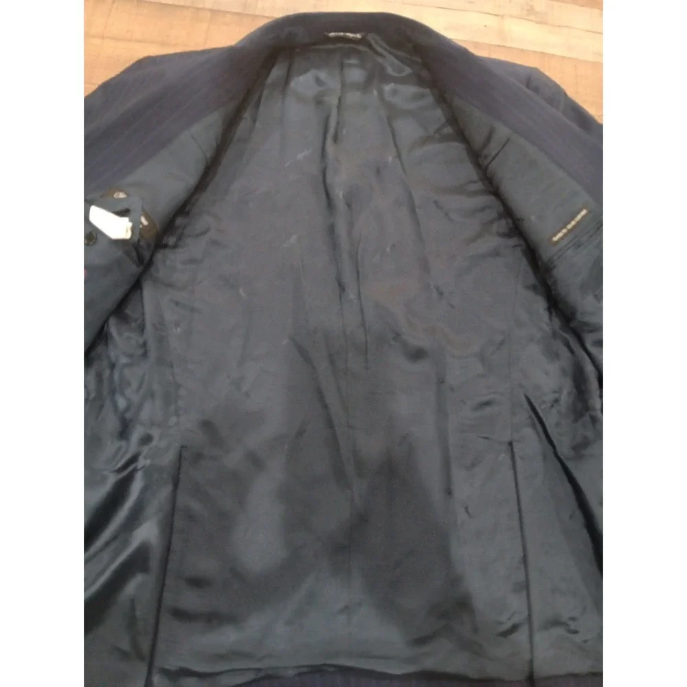 Ermenegildo‎ Zegna Saks Fifth Avenue Sport Coat Blazer Men 48 Navy Striped 2447